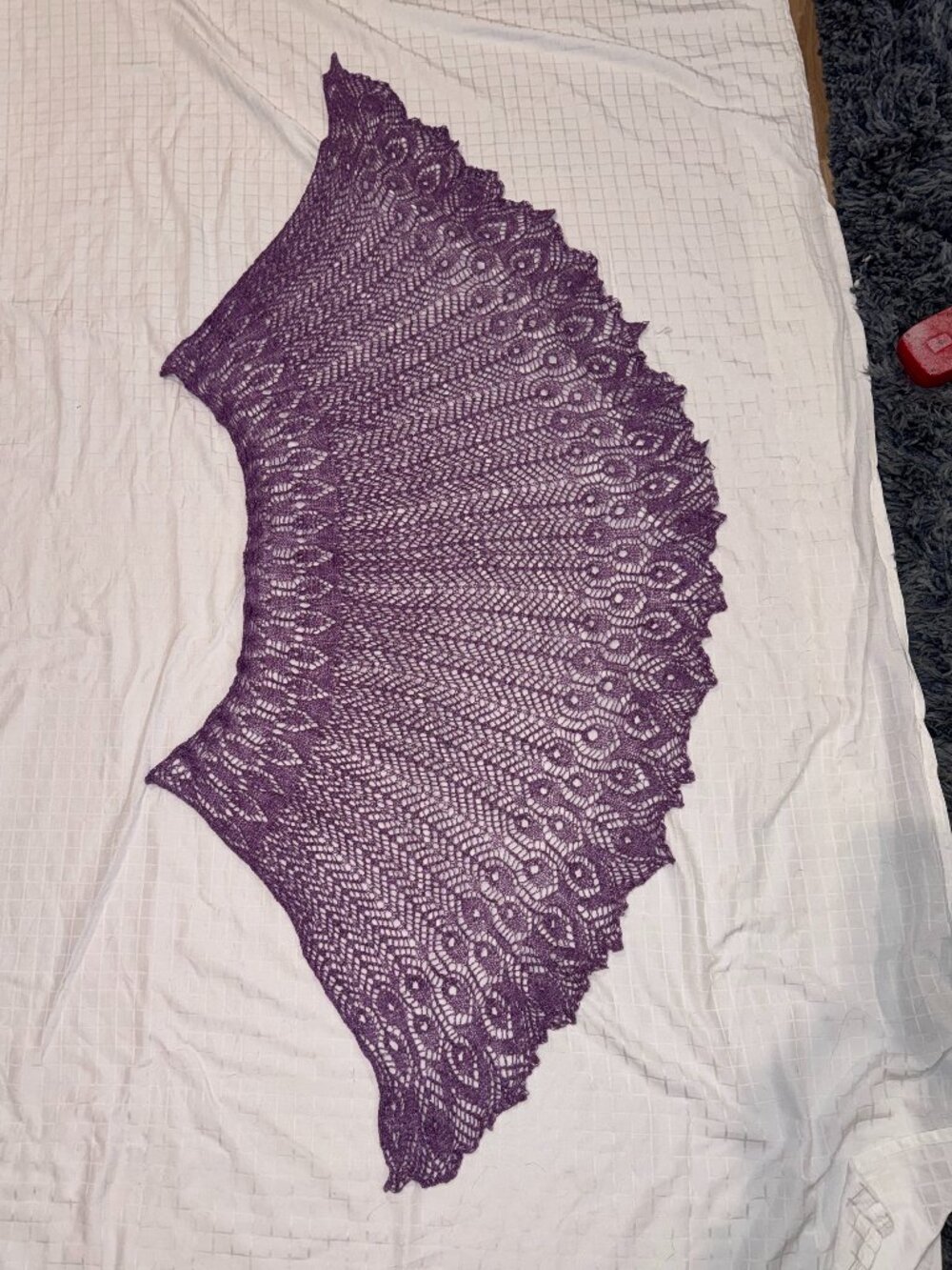 Hand Dyed & Knit Wool Beaded Lace Crescent Shawl